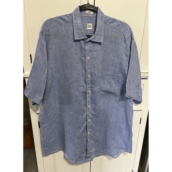 Peter Millar Shirt Mens L Blue 100% Linen Button Up Preppy Casual Lightweight - Picture 1 of 5